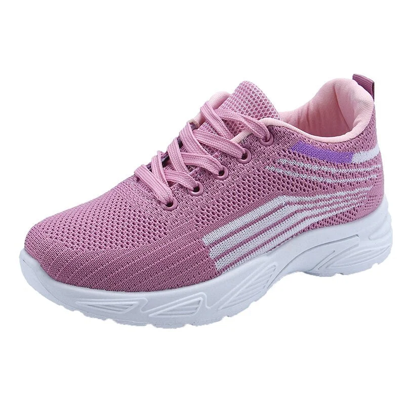 2022 Spring Autumn Women Sport Shoes Casual Breathable Mesh Platform Sneakers Woman Lace Up Comfortable Soft Walking Shoes Femme
