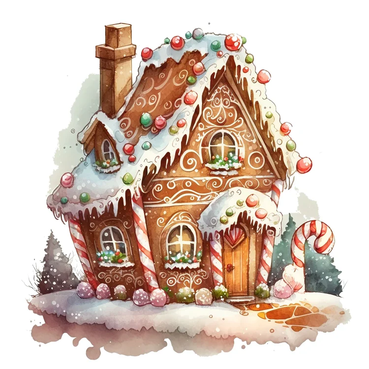 Christmas Snow House 40*40CM (Canvas) Full Round Diamond Painting gbfke