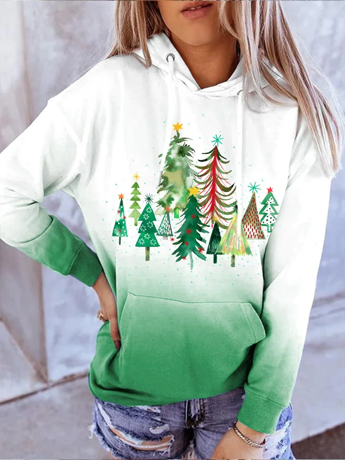 Women's Merry Christmas Tree Gradient Sweatshirt-mysite