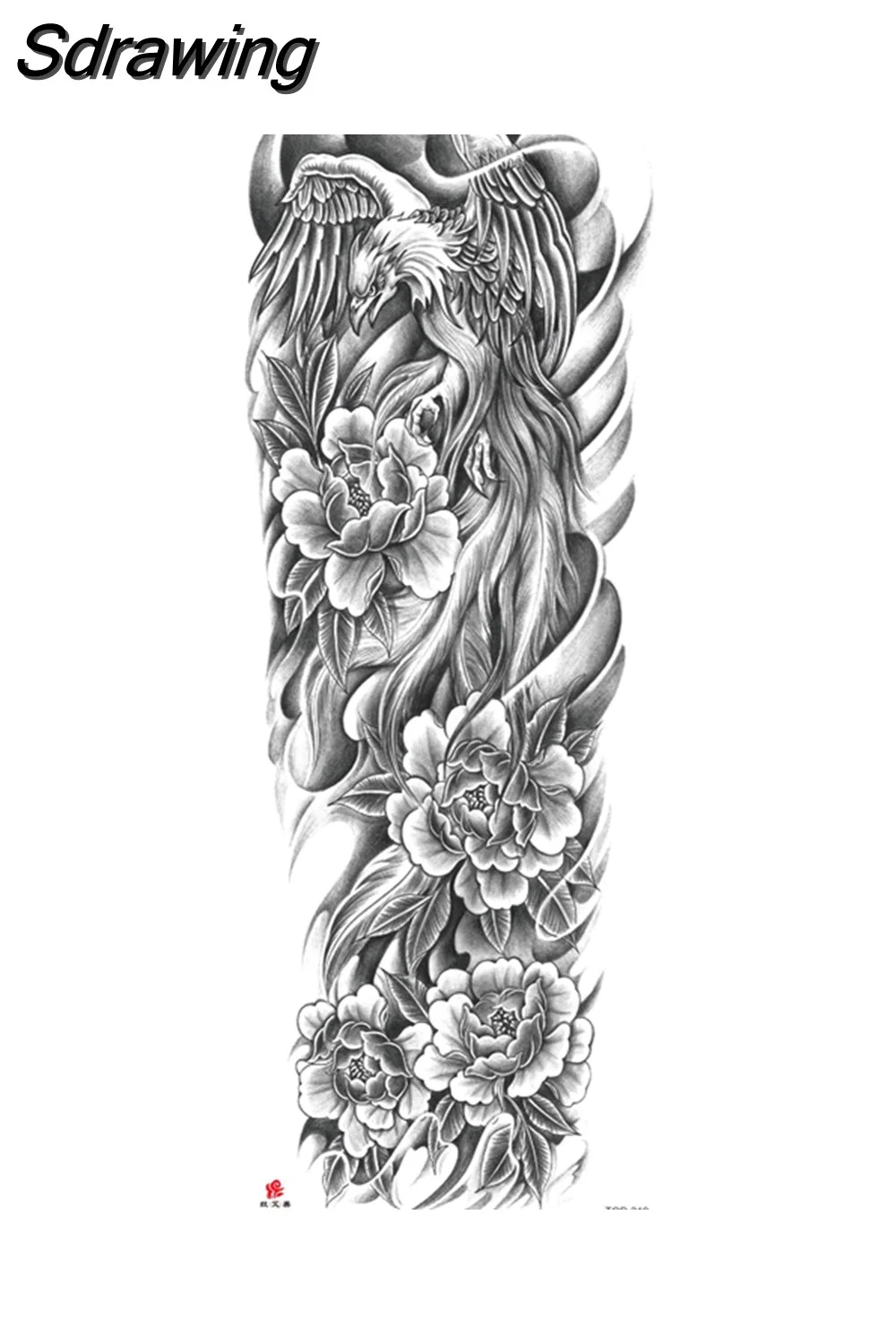 Sdrawing Arm Temporary Tattoo Wolf Lion Fish Horns Geometric Man Body Leg Rose Flower Phoenix Waterproof Sticker Cool Women Tatoo 715-0