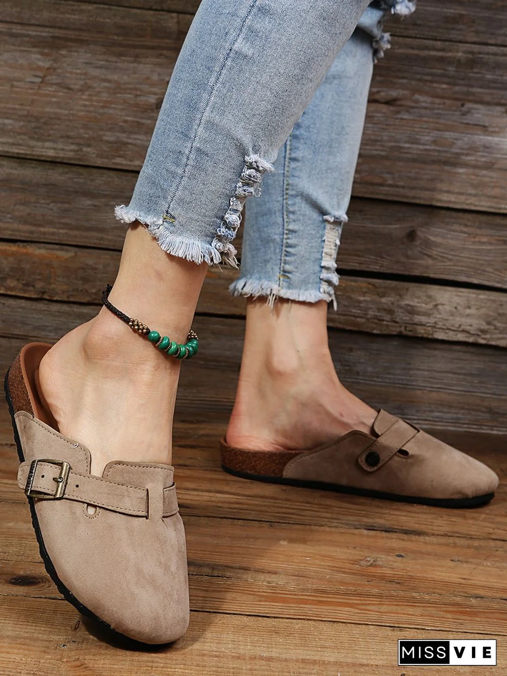 Solid Color Vintage Casual Mules