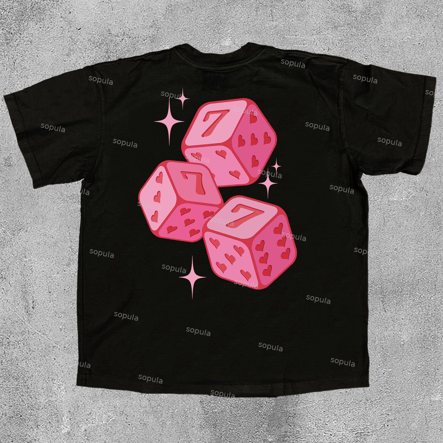 Pink 777 Fun Dice Print Cotton T-Shirt - Sopula｜Premium Graphic Tees & Graphic Clothing