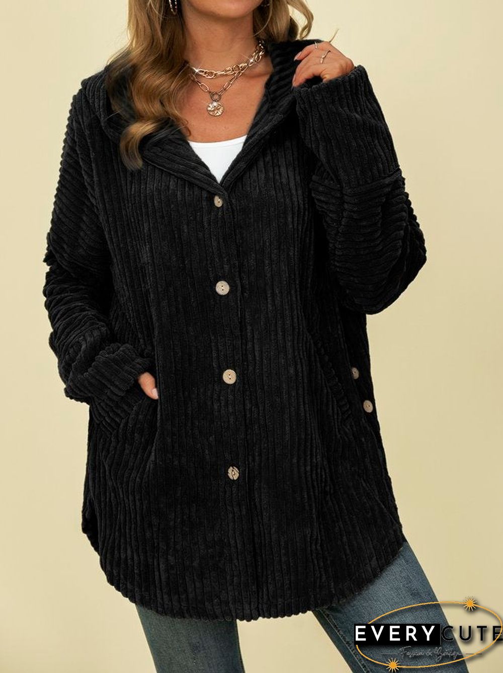 Plain Casual Outerwear