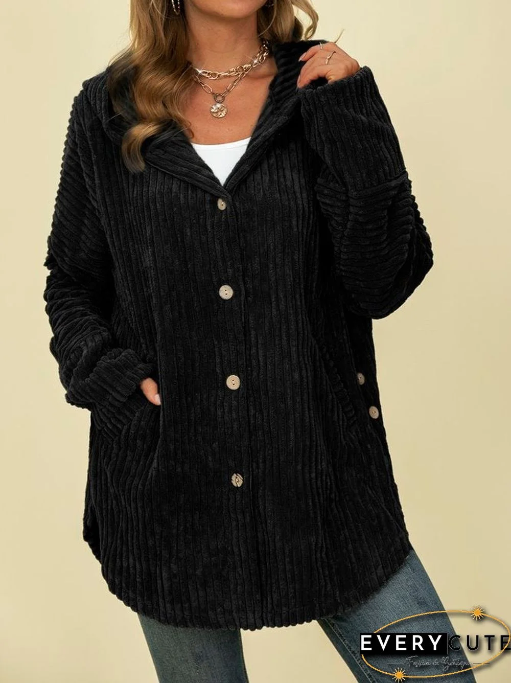 Plain Casual Outerwear