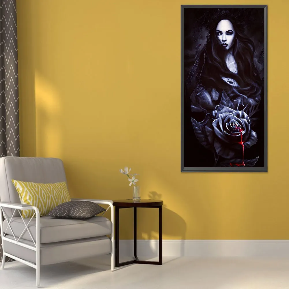 Full Round Diamond Painting 40*80cm - Dark Rose Girl