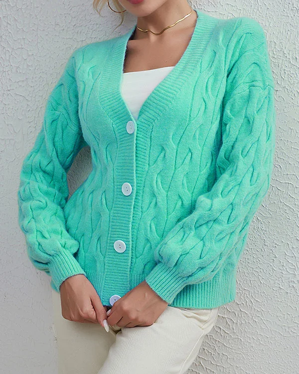 Solid Color Simple Twist Cardigan Sweater socialshop