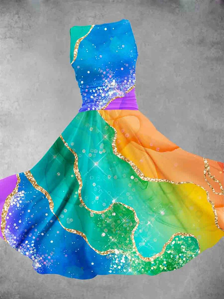 Women's Lgbt Rainbow Gradient Art Design Midi Dress