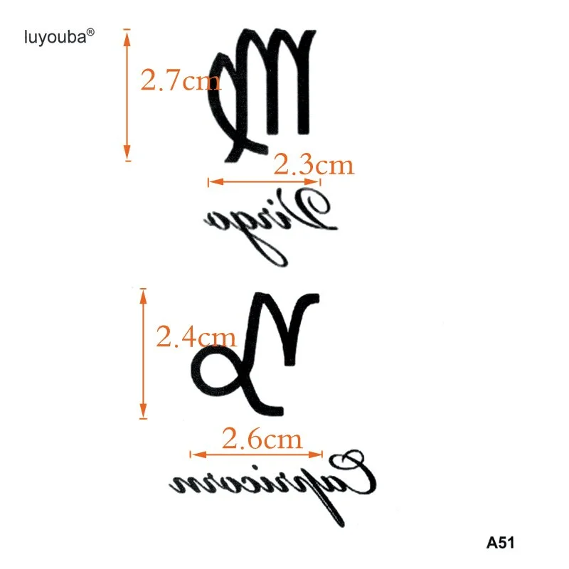 Virgo And Capricorn Waterproof Temporary Tattoo Sticker Henna Tatoo Body Sticker Fake Tattoo The Flash Tatuajes