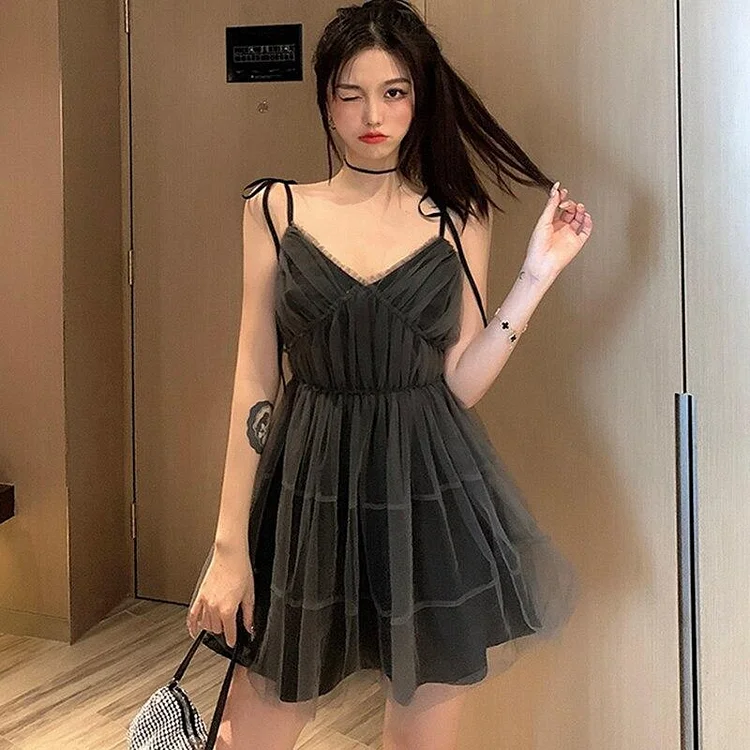 GOTH SEXY DARK GRAY MINI DRESS