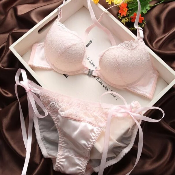 Billionm sexy lace Beauty Back Bra bowknot fashion bra set vs sexy underwear sexy women bra set gathered push up bra brief set