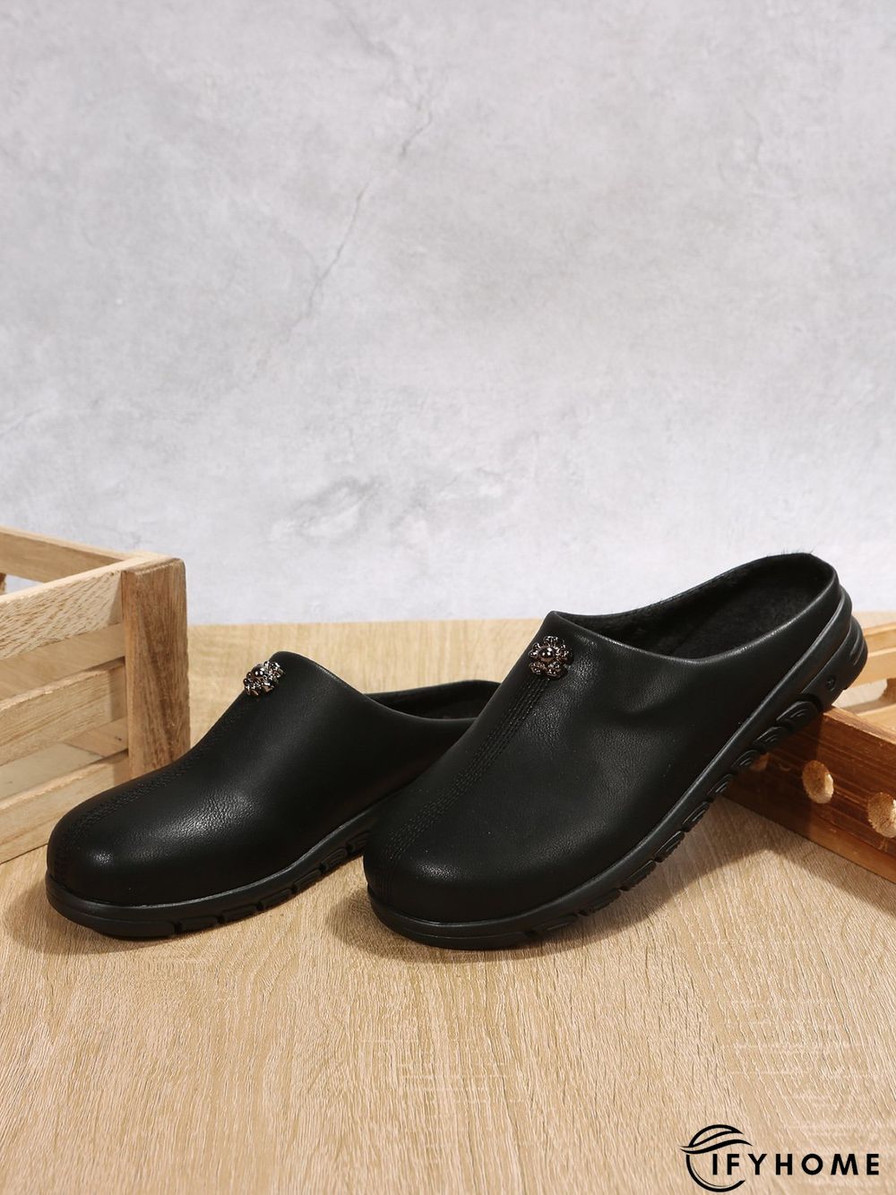 Vintage  Plain Color Non-Slip Flat Mules | IFYHOME