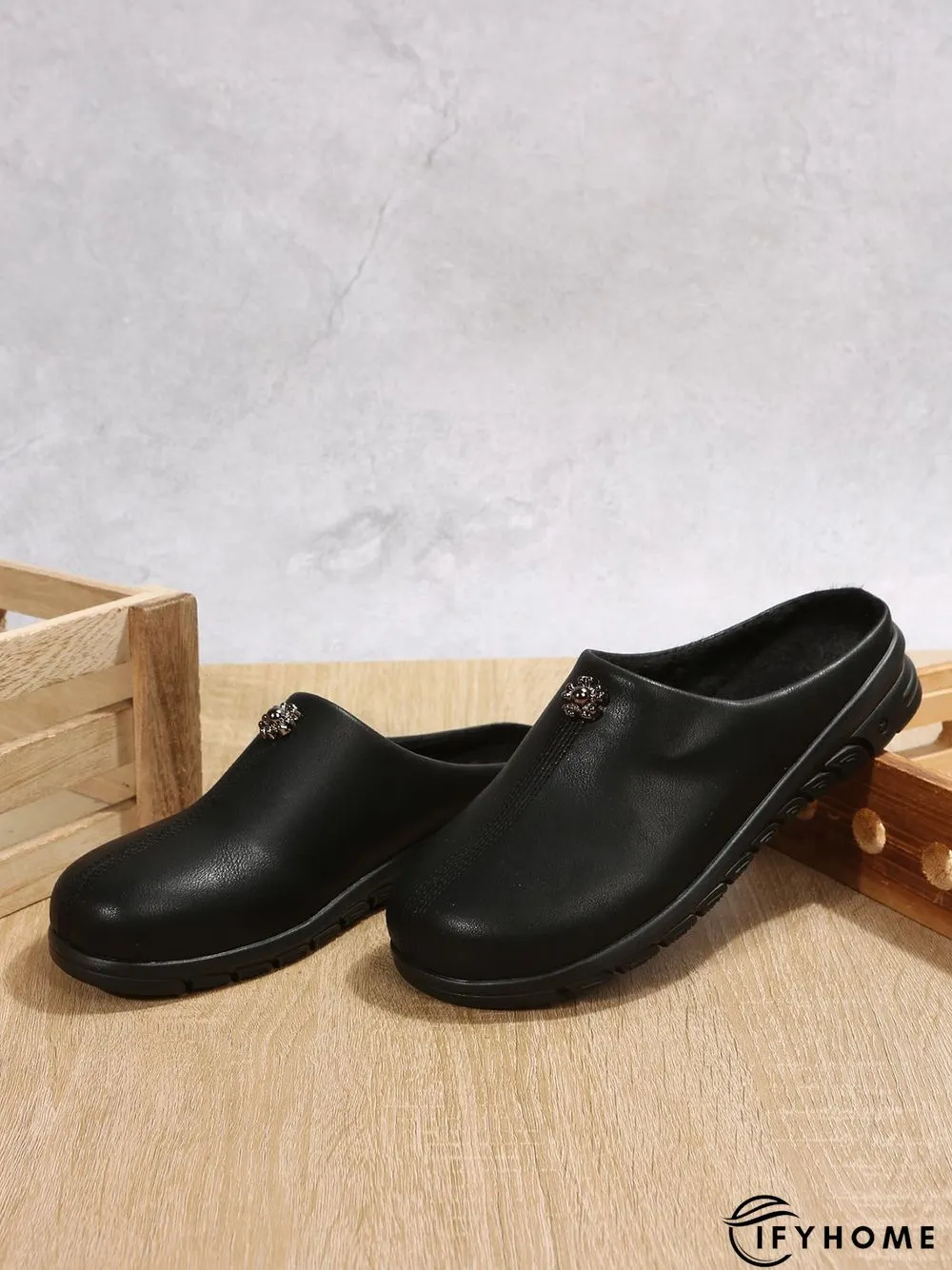 Vintage  Plain Color Non-Slip Flat Mules | IFYHOME