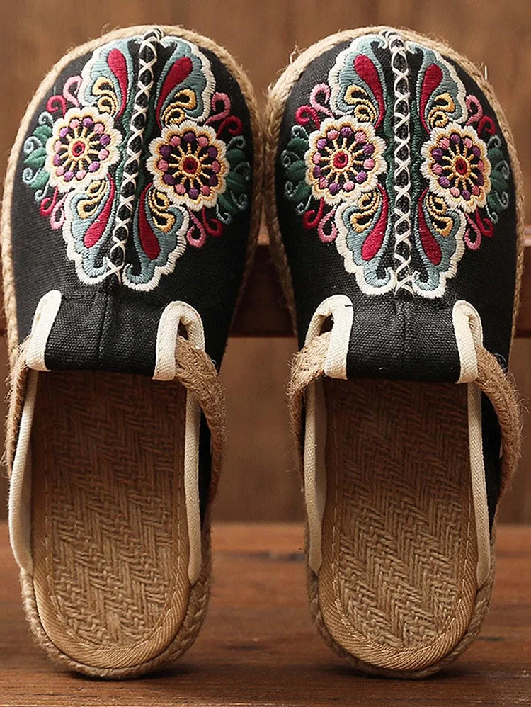 Embroidery Espadrille Flats