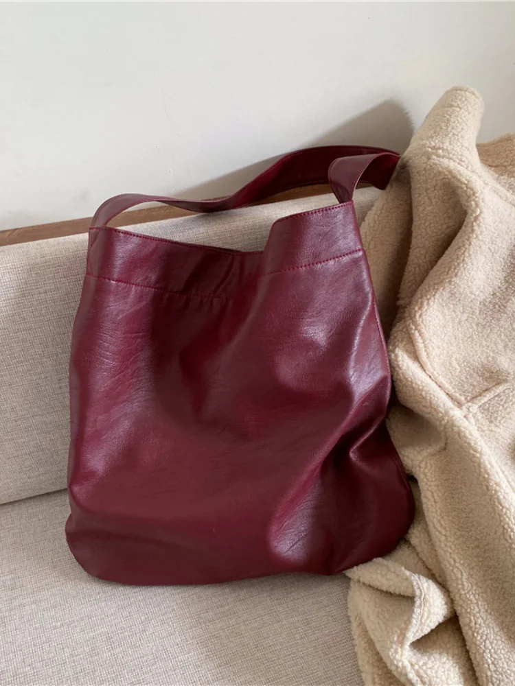 Simple Style Utility Soft Leather Tote Bag