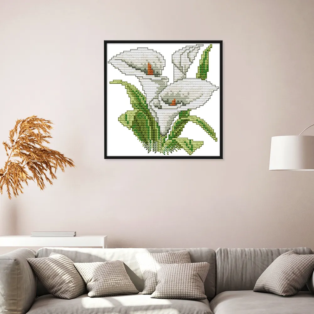 14ct Stamped Cross Stitch - White Flower(17*17cm)