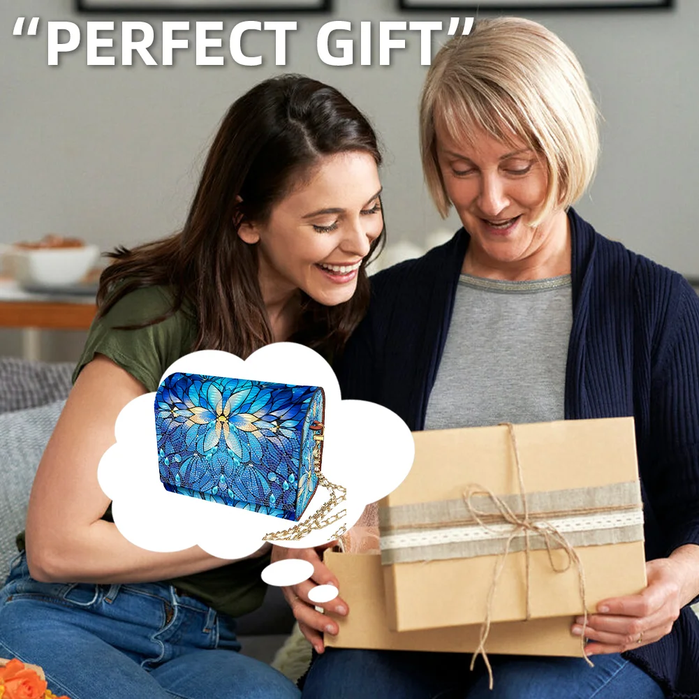 DIY Mandala Diamond Art Wooden Coin Pouch with Chain 5D Diamond Painting Purse