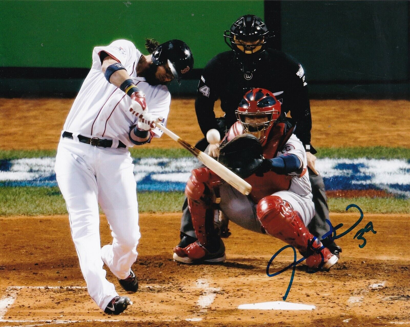 JARROD SALTALAMACCIA BOSTON RED SOX ACTION SIGNED 8x10