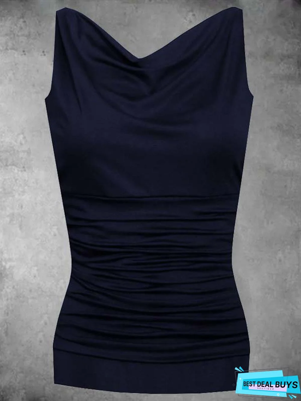 Solid Casual Cowl Neck Sleeveless Shirt & Top