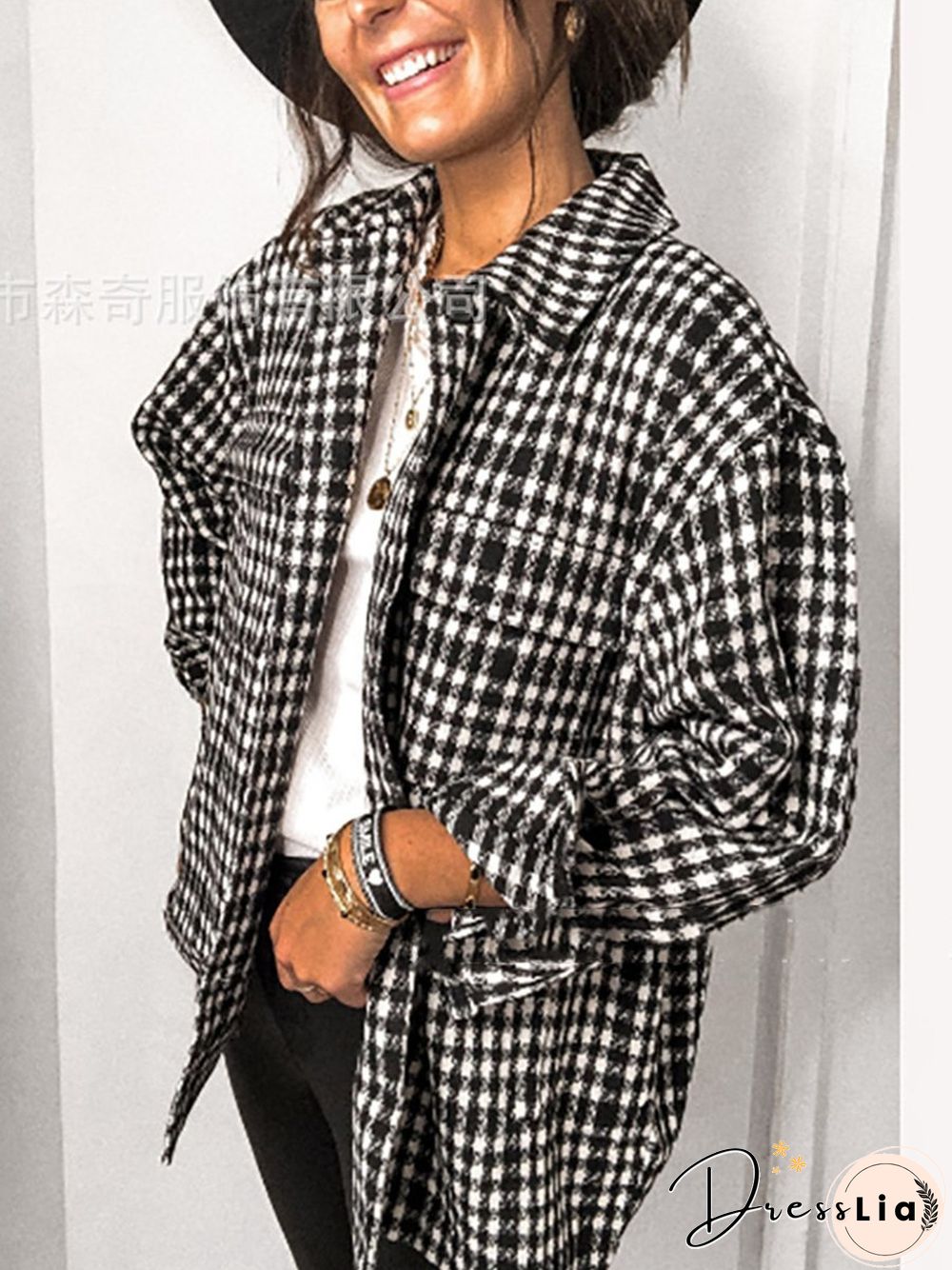 Loose Casual All-match Plaid Outwear P13374