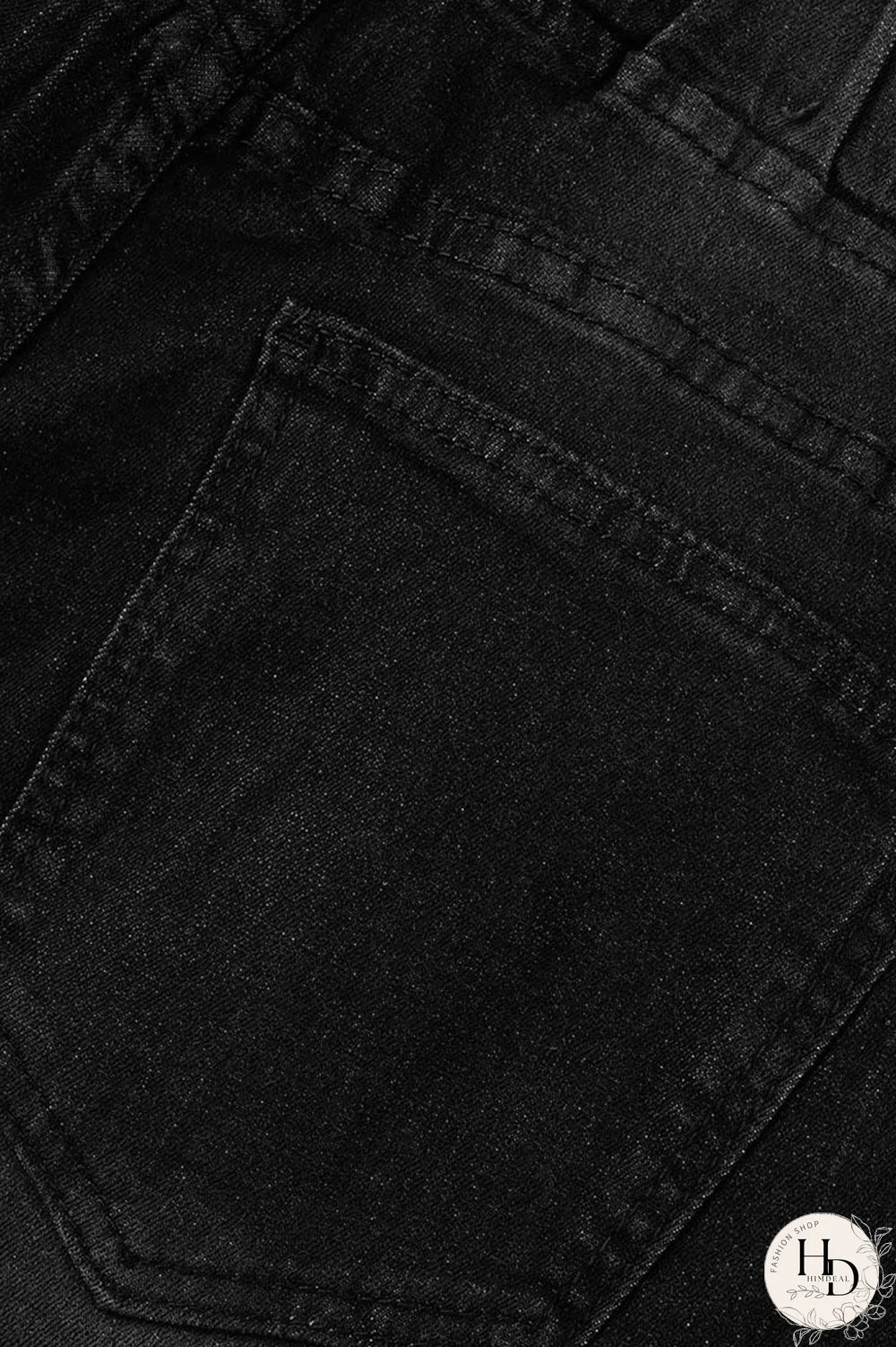 Black Fashion Casual Solid Ripped Plus Size Jeans