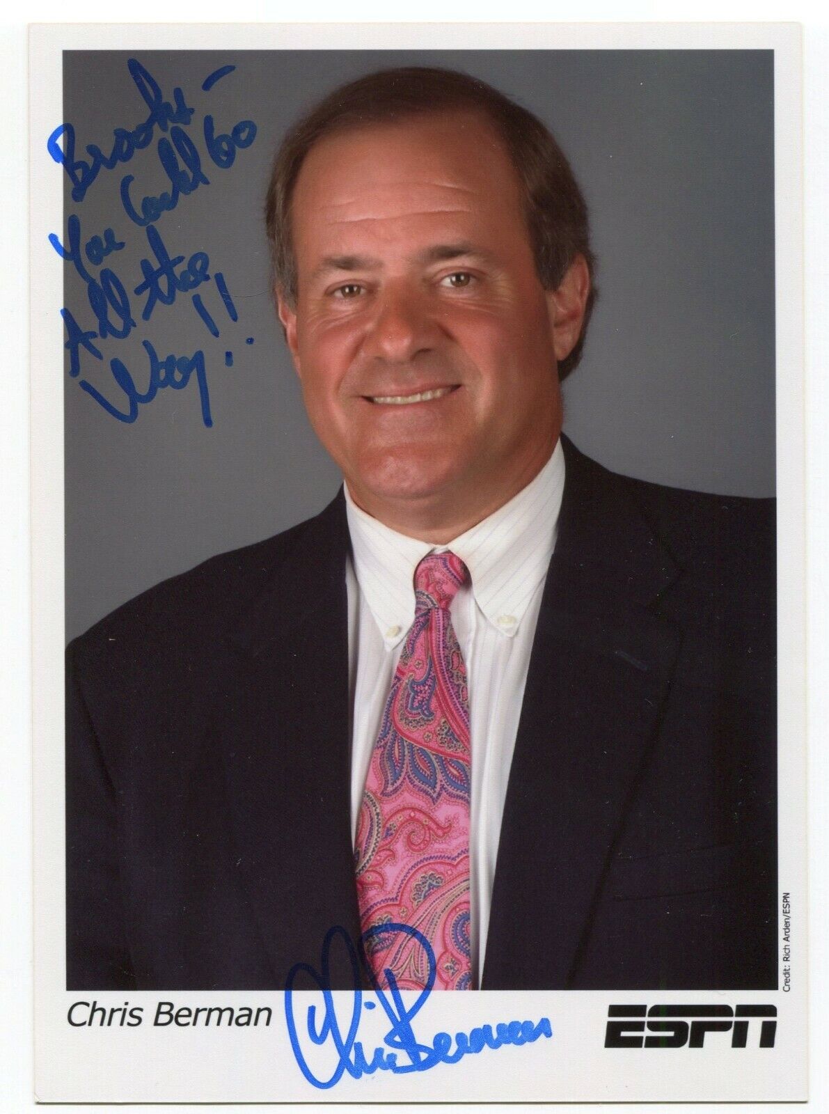 Chris Berman Signed Promo Photo Poster painting Autographed Signature ESPN Announcer