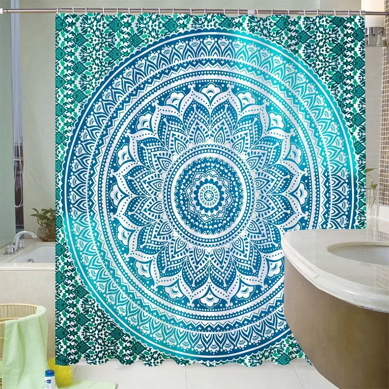 Mandala Shower Curtain Waterproof Floral Bohemian Bath Accessories for Bathroom Waterproof Fabric Shower Curtain