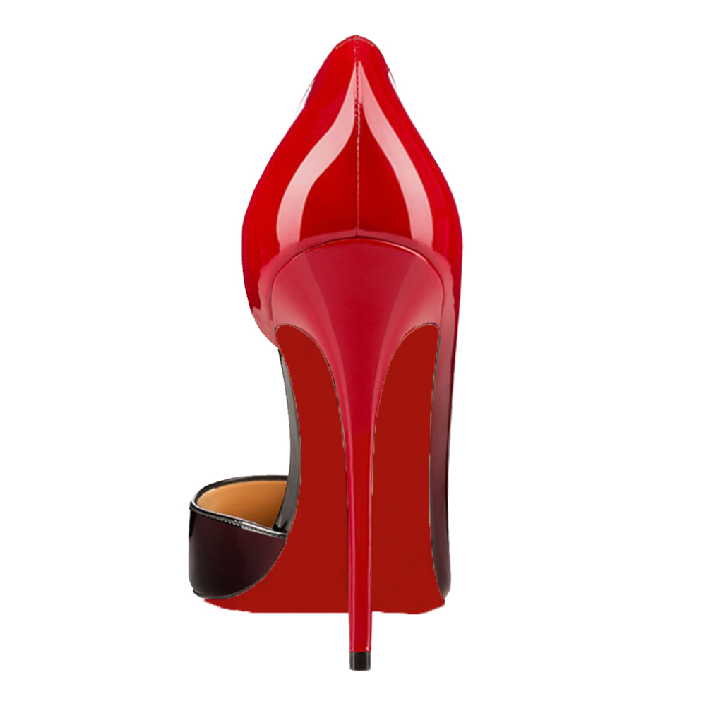 120mm Women's Classic Pumps Patent Closed Pointed Toe Bridal Wedding Party Red Bottom-MERUMOTE