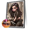 >SALE<5D DIY Full Round Drill Diamond Painting Curly Haired Big Eyed Girl Decor30x40cm