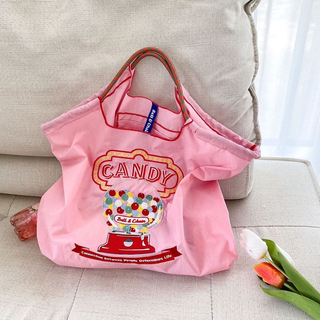 Brand Tote Bags Woman Large Size New Shoulder Bag Nylon High Quality Luxury Shopping Bag embroidery cartoon Ladys Tote Handbag
