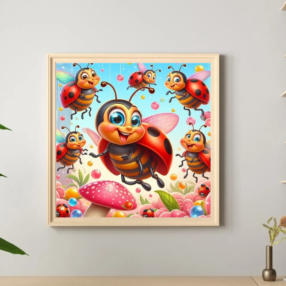 Diamond Painting - Full Round Drill - Ladybug(Canvas|30*30cm)