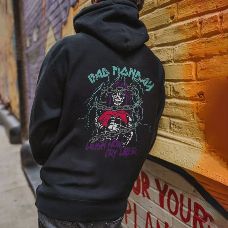 Laugh Now Cry Letter Reaper Bound By Chains Print Hoodie