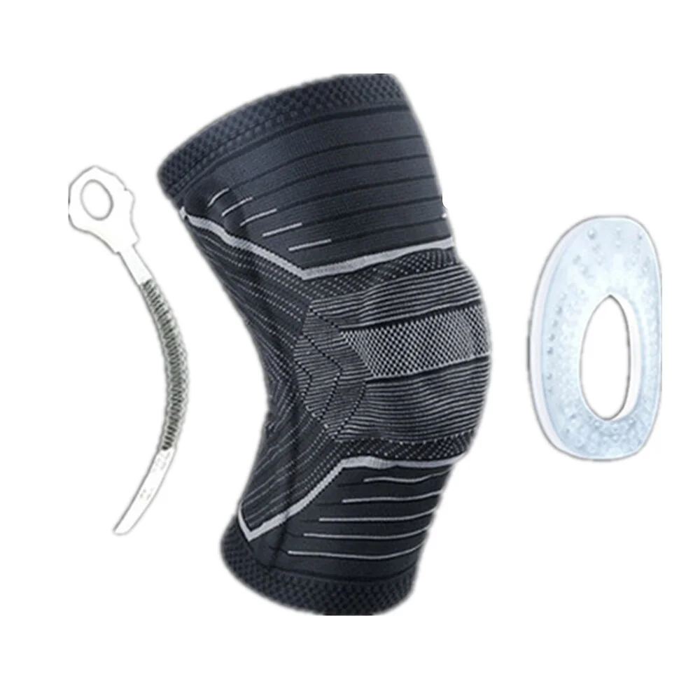 Uveng Knee Brace Silicone Spring Full Strap Patella Medial Support Strong Meniscus Compression Protection Sport Pads Running Basket