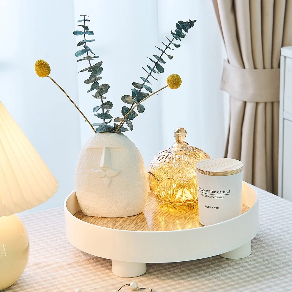 INS Round Storage Tray Minimalism Storage Box Jewelry Organizer Wood Modern Home Decor Living Room Bedroom Decor Accessories