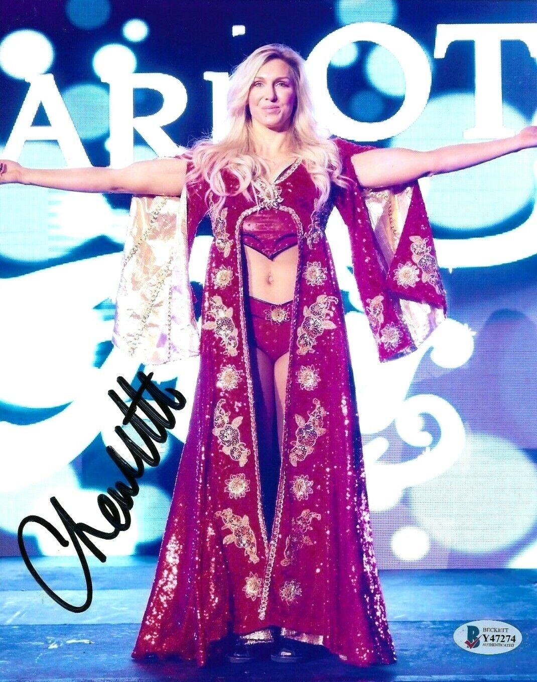 WWE CHARLOTTE FLAIR HAND SIGNED AUTOGRAPHED 8X10 Photo Poster painting WITH PROOF BECKETT COA 35