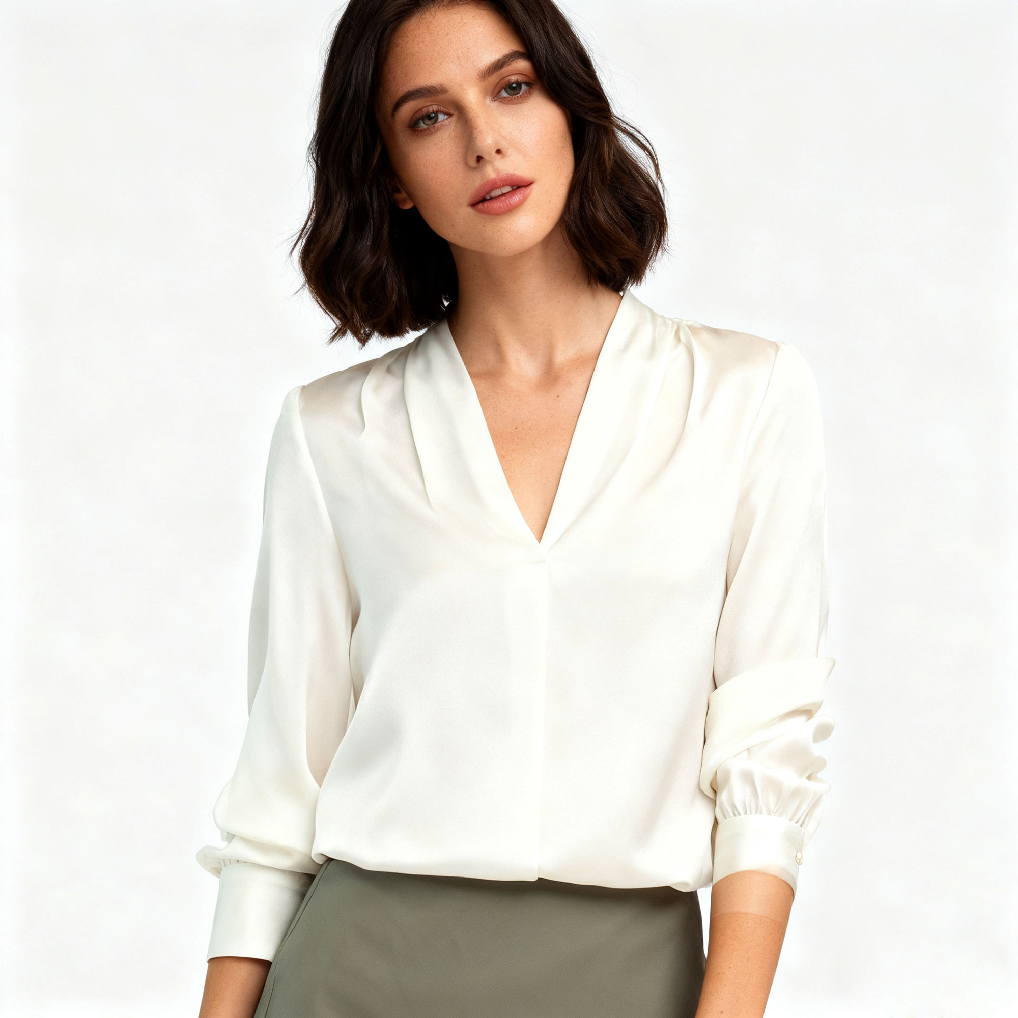 Spring V-neck Silk Shirt for Women REAL SILK LIFE