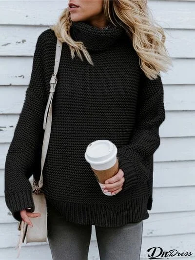 Turtleneck Dropped Shoulder Sweater