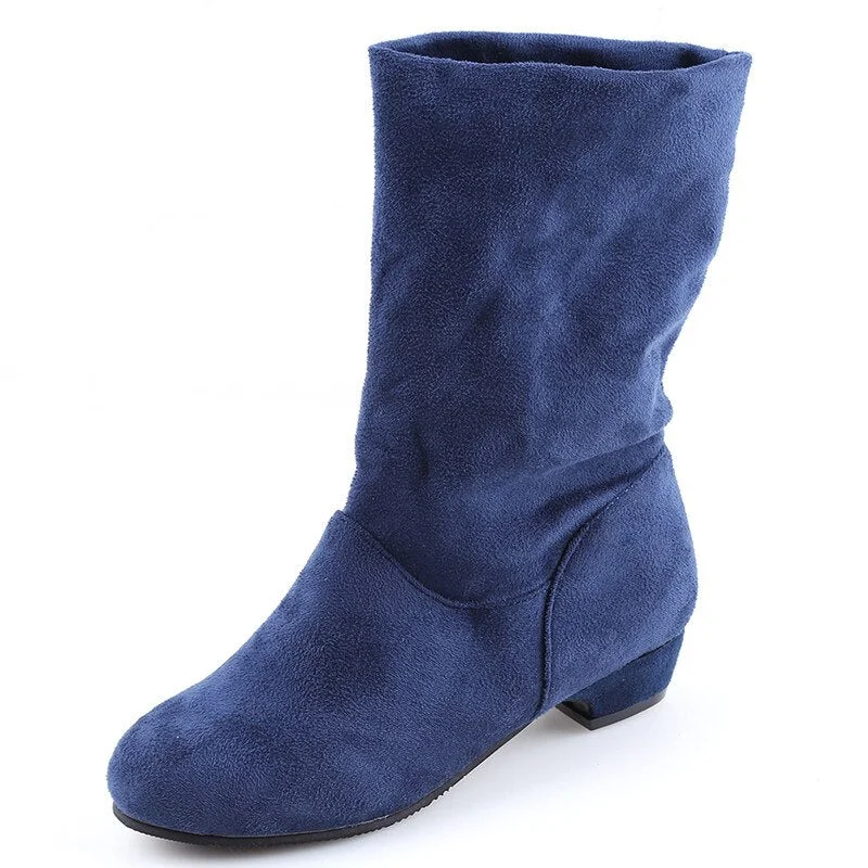 2020 Autumn Winter Women Boots Mid-Calf Martin Boots Brand Fashion Female Stretch Cotton Fabric Slip-on Boots Flat Shoes Woman