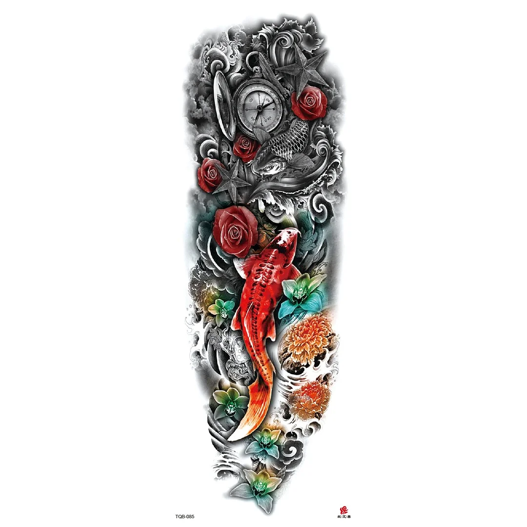 Full Arm Temporary Tattoos Sleeve for Men Women Realistic Fake Tatoo Warrior Lion Mechanical Skull Wolf Rose Tatto Sticker Totem