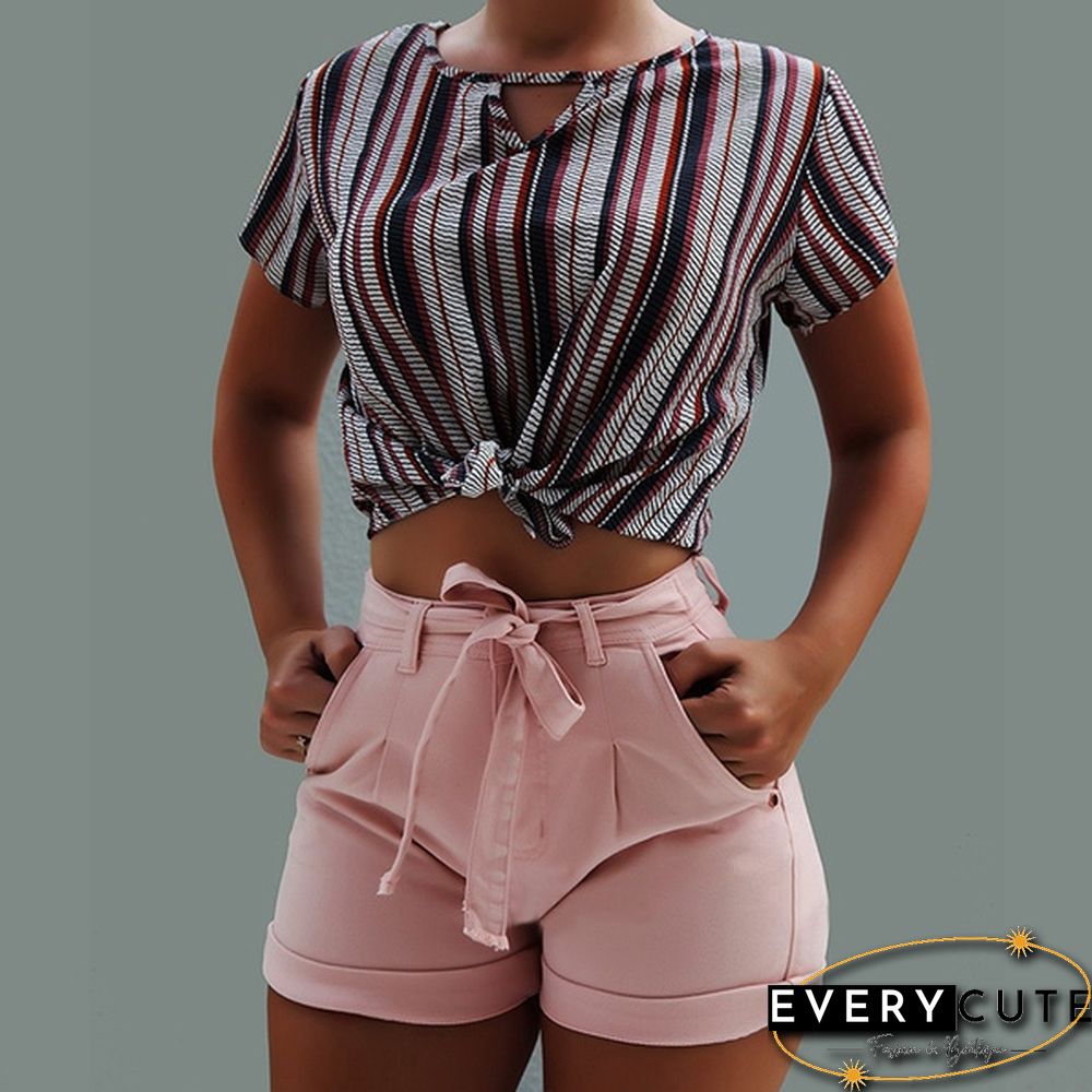 New Women's Fashion High Waist Lace-up Short Denim Jean Casual Denim Short Push Up Skinny Slim Denim Short