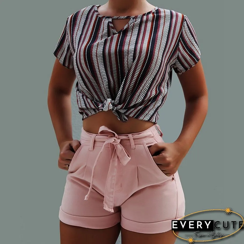 New Women's Fashion High Waist Lace-up Short Denim Jean Casual Denim Short Push Up Skinny Slim Denim Short