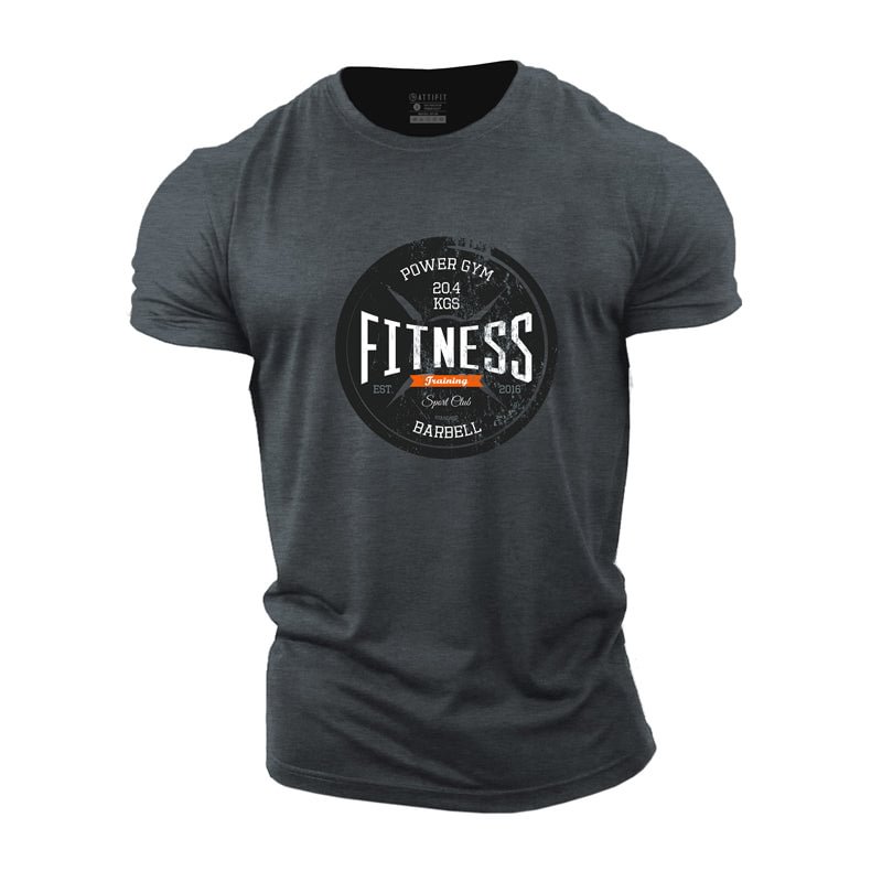 Cotton Fitness Barbell Pattern Graphic T-shirts tacday
