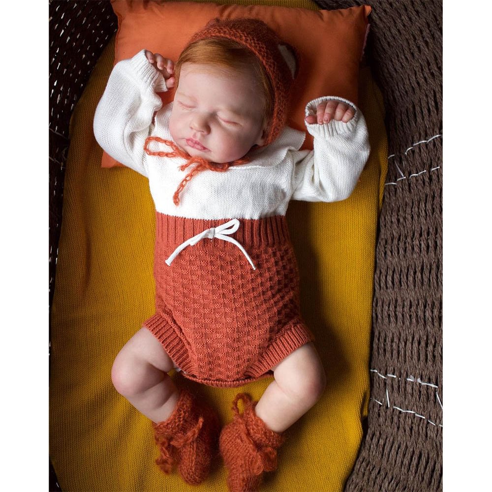 [New 2023] Heartbeat & Sound Reborn Asleep Baby Girl Carolina 20" Real Lifelike Cloth Body Reborn Doll