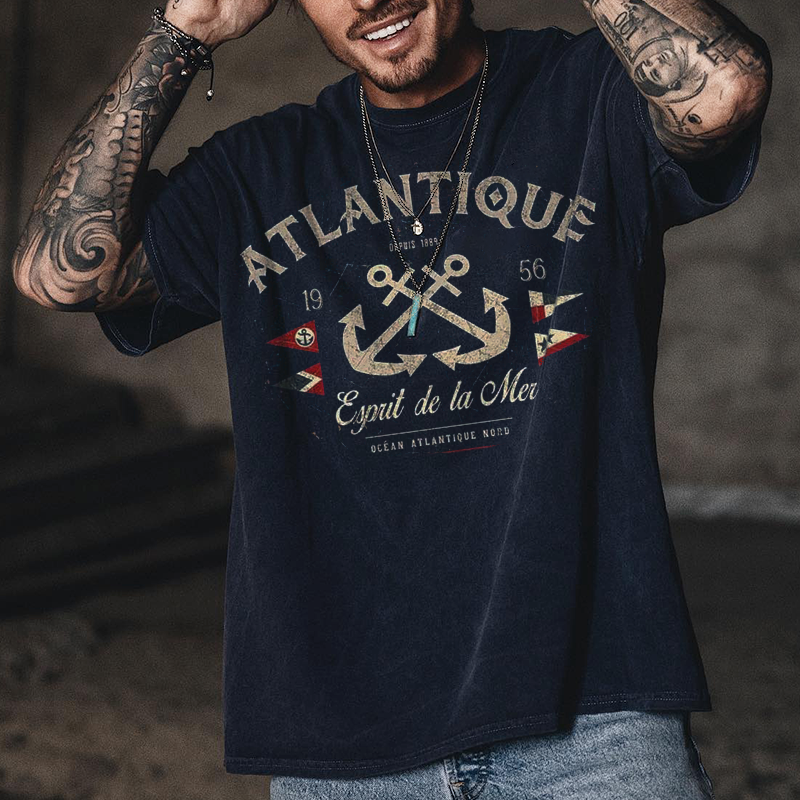 Men's ATLANTIQUE Esprit de la Mer Ship Anchor Print T-Shirt
