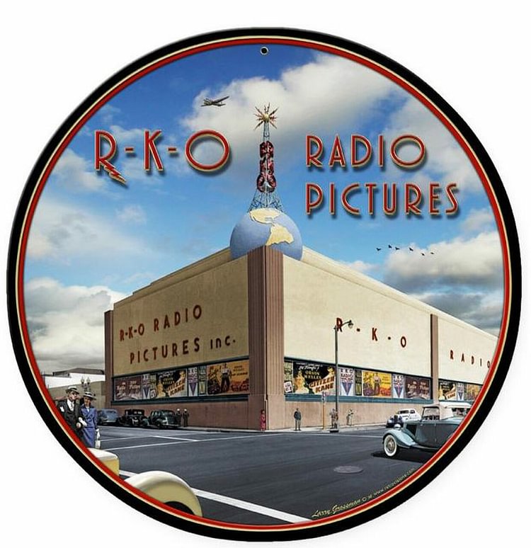 30*30cm - RKO Studios - Round Tin Signs/Wooden Signs