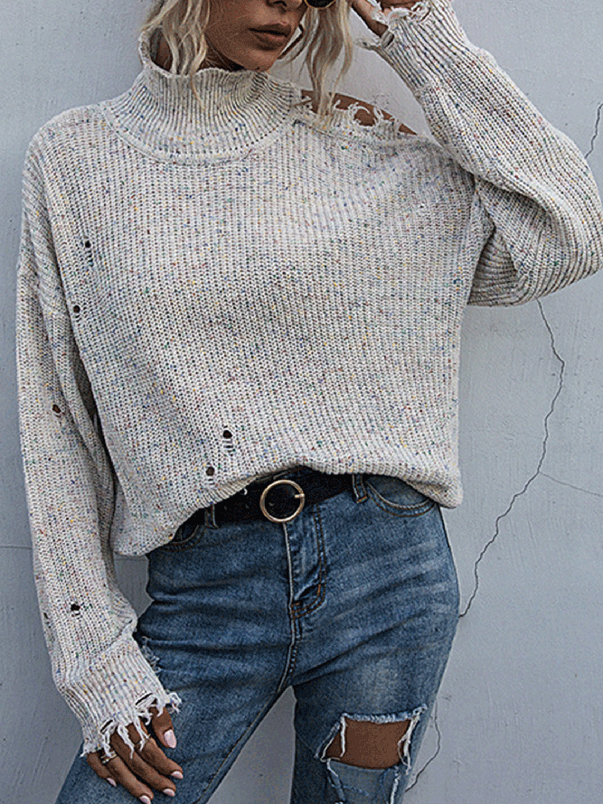 Vintage Ripped Off Shoulder Sweater - VSMEE