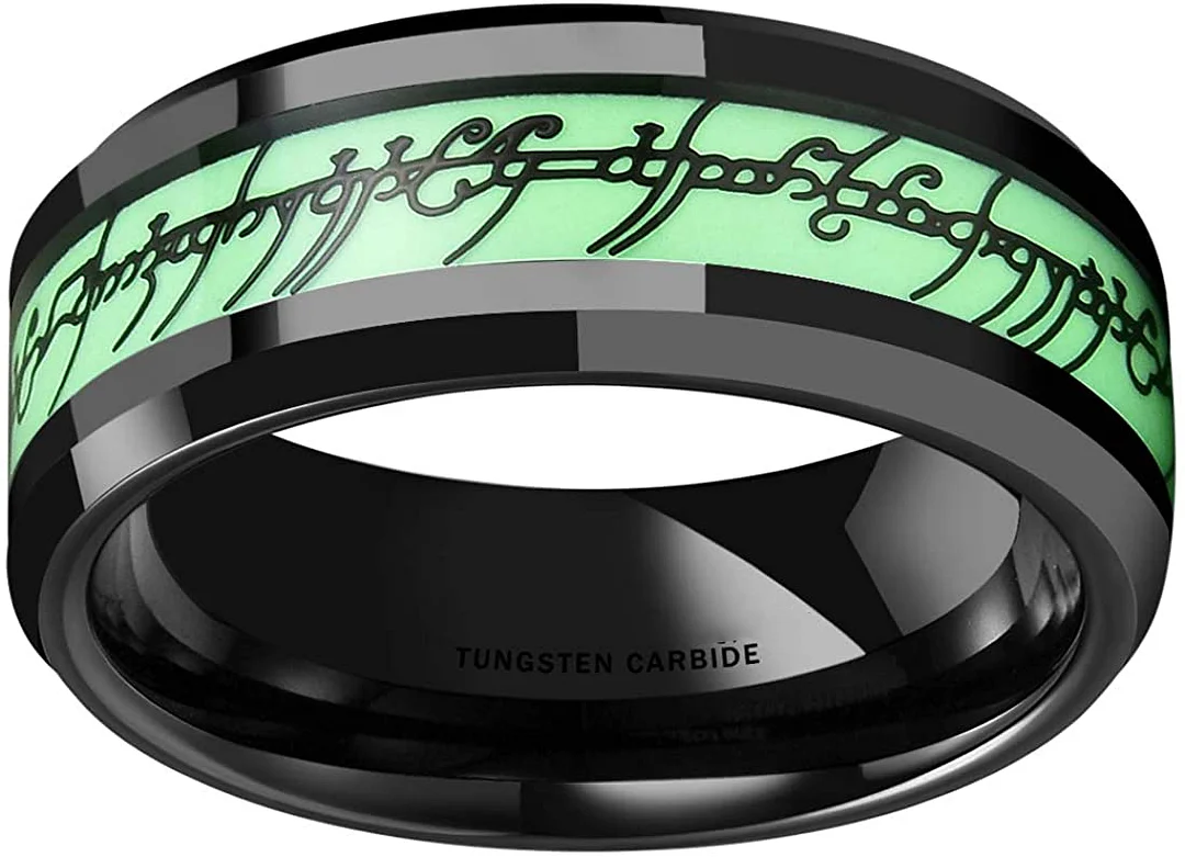 Women's Or Men's Aurora 6MM 8MM Luminou Glow Tungsten Carbide Rings carbon fiber Lord of Ring Wedding Bands custom