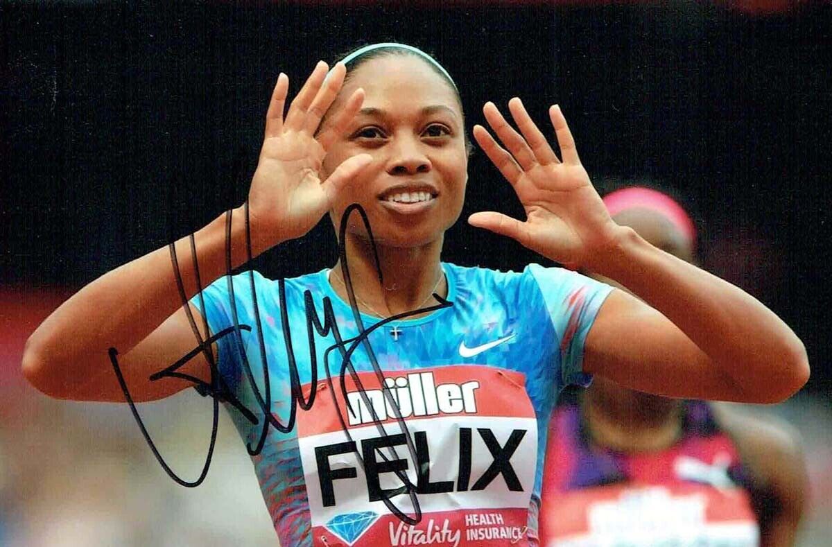 Allyson FELIX Autograph Signed Photo Poster painting B AFTAL COA USA Athlete Gold Medal Olympics