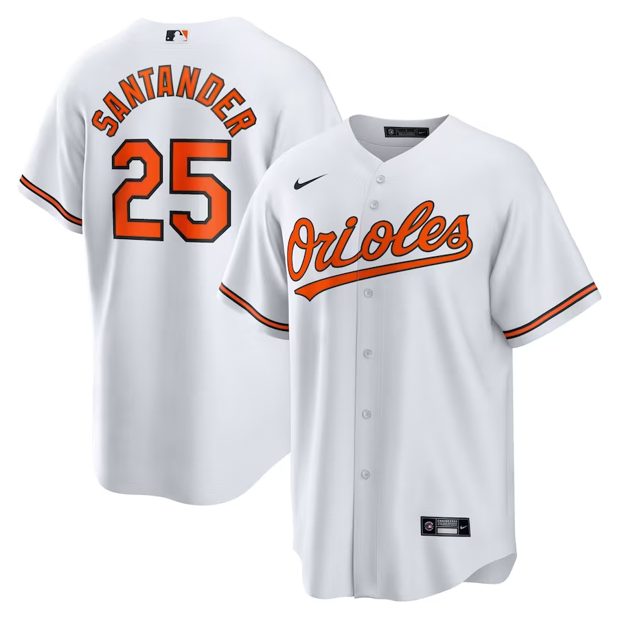 Men's Baltimore Orioles Anthony Santander #25 White Replica Player Jersey mysite