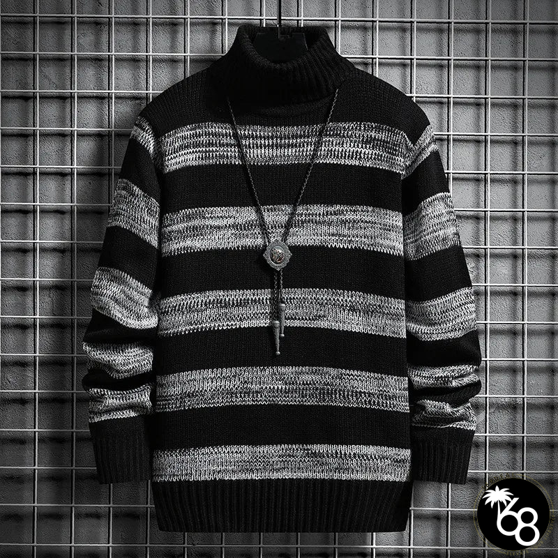 Men's Polyester Full Sleeves Striped Pullover Casual Sweater | 168DEAL