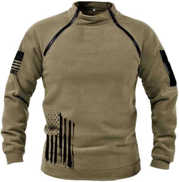 Men's Outdoor Zipper Stand Collar Windproof Fleece Sweater-Compassnice®